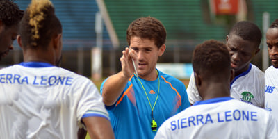 Coach McKinstry working with the Leone Stars, 2014. [Pic: Darren McKinstry]